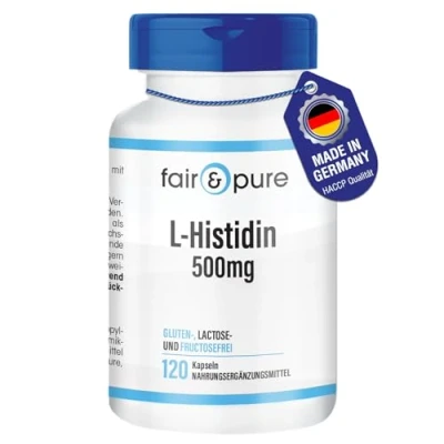 Imagen de Fair &amp; Pure® L Histidina 500mg Polvo en Cápsulas Aminoácido vegano Alta pureza 120
