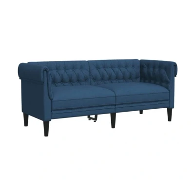 Imagen de vidaXL Sofá Chesterfield de 2 Plazas, Asiento con Respaldo Reposabrazos, Sillón Tapizado Televisión, Mueble para Salón, Tela Azul