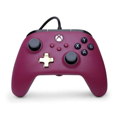 Imagen de Mando con cable PowerA Advantage Plus para Xbox Series XS Rubí, licencia oficial, controles analógicos de altura regulable, efecto Hall, botones asignables