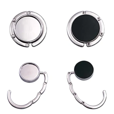 Imagen de Aidqxbaoer 2x Gancio Borsa da Tavolo Appendi in Alluminio Pieghevole Antiscivolo Antigraffio Appendiborsa Scrivania Max 3 kg Argento