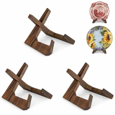 Imagen de ANBOXIT Soportes para Cuencos de Exhibición, Lote 3 4,5 Pulgadas, en Madera, Grandes Profundos, 15,2 x 13,6 11,6 cm (Para &lt; 8,9 Profundidad)