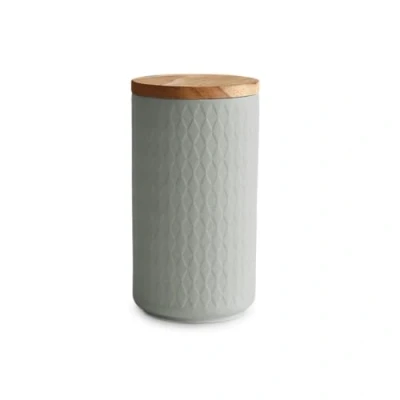 Imagen de SPRINGLANE Botes de cerámica con tapa madera gris, Recipientes 400 ml a 1 litro capacidad, almacenamiento, herméticos 10,1 x 18,3 cm gris claro