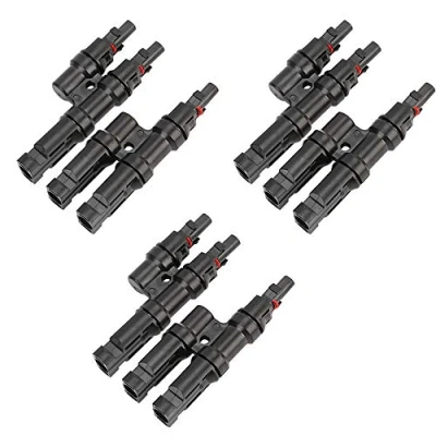 Imagen de QitinDasen 3 Pares Profesional Solar Panel Cable Conector, Fotovoltaico T Branch Conector MFF/FMM, Paralelo