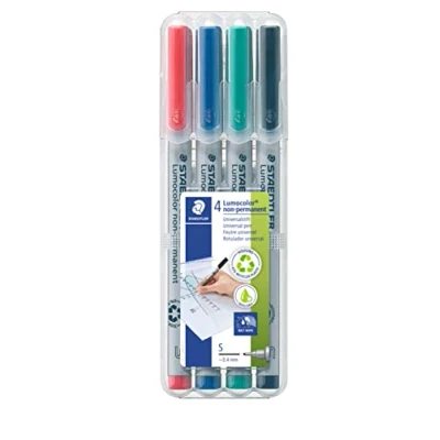 Imagen de Staedtler Lumocolor 311 WP4. Rotuladores de colores tinta no permanente. Estuche con 4 unidades.