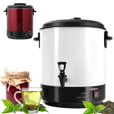 Imagen de Arebos Cocedero de conservas Olla envasadora 28 L 2500 W incl. temporizador y termostato Ajuste continuo la temperatura 30 110 C Cocina vino caliente