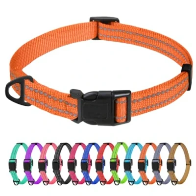 Imagen de TagME Collar Perro Ajustable,Collar Nylon Reflectante,para Caminar Correr Entrenamiento,para Perros Extrapequeños,Naranja,1.5cm De Ancho
