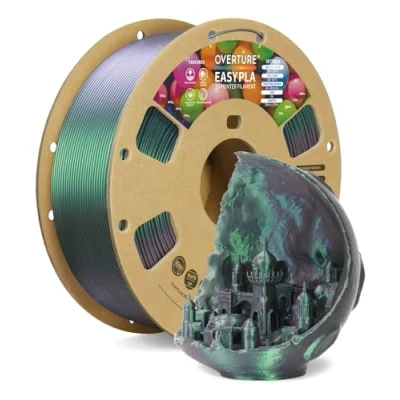 Imagen de OVERTURE Shimmer EASY PLA Filamento 1,75 mm, Para Impresora 3D de 1 kg (2,2 lb), Precisión Dimensional +/ 0.02 mm(Shimmer Verde Oscuro)