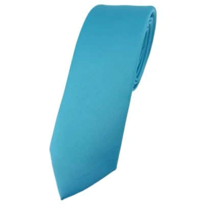Imagen de TigerTie Corbata para hombre estrecha de 5,5 cm en diseño liso, ideal reuniones negocios, ocasiones festivas y ocio, turquesa, Krawattengröße: ca. Länge 150 cm, Breite