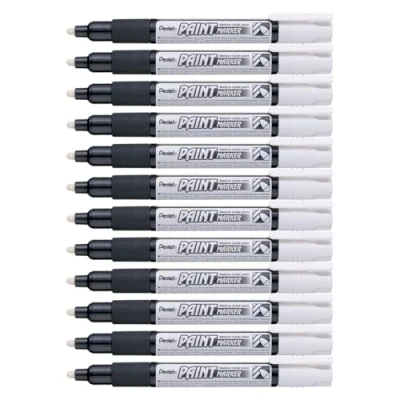 Imagen de Pentel 4.0mm Bala Punto Pintura Rotulador con Base Celulosa Permanente Colores Vivos Blanco