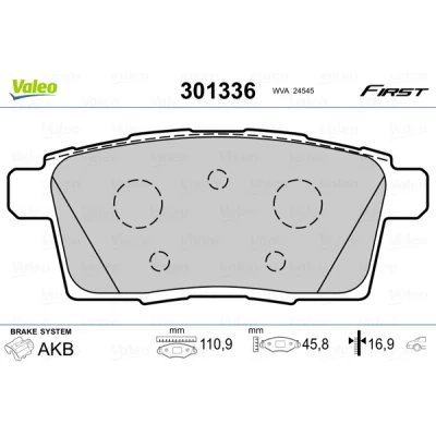 Imagen de VALEO 301336 Juego de pastillas freno FIRST Eje trasero excl. contacto avisador desgaste sin chapa antichirridos MAZDA: CX 7