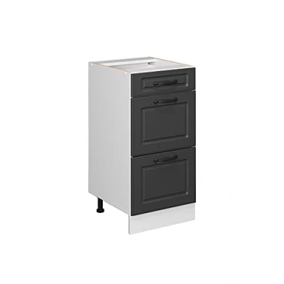 Imagen de Vicco Mueble bajo de Cocina R Line, Antracita casa Campo/Blanco, 40 cm con cajones, sin encimera