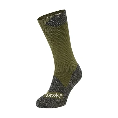 Imagen de SEALSKINZ Raynham Calcetín de media caña impermeable para todas las estaciones, verde oliva/gris piedra, M