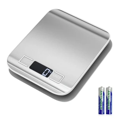 Imagen de Fousenuk 10kg/1g bascula de cocina, inox electronica digital balanza con LCD pantalla y funcion tara, automatico báscula precisión 6 unidades, pesa alimentos para cocinar, hornear, mezclar
