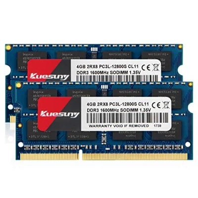 Imagen de Kuesuny 8GB Kit(2x4GB) DDR3L 1600MHz PC3L 12800 PC3 12800S Unbuffered Non ECC 1.35V/1.5V CL11 2Rx8 Dual Rank 204 Pin SODIMM Laptop Memoria Upgrade Kit Compatible with Intel AMD Mac