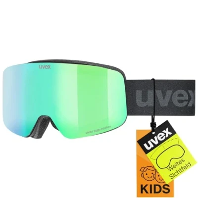 Imagen de Uvex pwdr FM Gafas de esquí, Niños unisex, black matt/green clear, one size