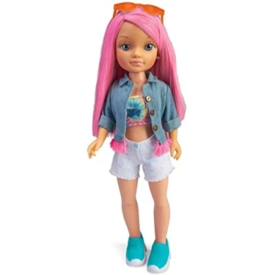 Imagen de Nancy Un día brillando en la Oscuridad, Muñeca de Pelo Rosa y pintalabios Que Brillan Accesorios Personalizables para niñas niños a Partir 3 años, Multicolor