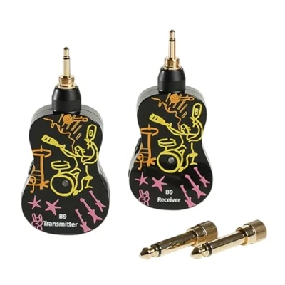 Imagen de Alnicov Sistema de guitarra inalámbrico, receptor transmisor UHF recargable con efecto reverberación Bluetooth para eléctrica, bajo, violín B9