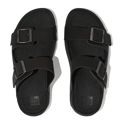 Imagen de Fitflop Gogh Moc Mens Buckle Leather Slides, Sandalias deslizantes Hombre, Black, 42 EU