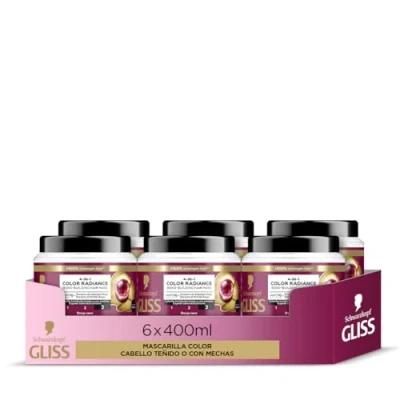 Imagen de Gliss Mascarilla para pelo teñido o con mechas Ultimate color 6uds de 400 ml (2.400ml) Gama protectora