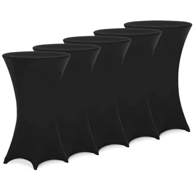 Imagen de Deuba 5 x Manteles elásticos para Mesa de pie Alta 80cm Lavable fácil Cuidado Negro Eventos matrimonios