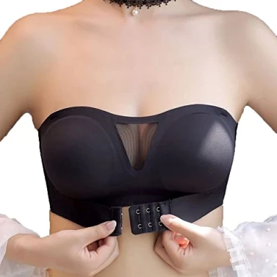 Imagen de FFWTPY Sujetador Sin Tirantes para Mujer Sujetadores Invisibles Push UP Aros con Hebilla Delantera Retirable Niñas