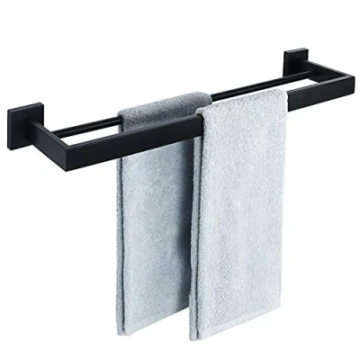 Imagen de Toalleros de Baño, SAYAYO Toallero Negro Accesorios Baño Doble Pared Colgador Trapos Cocina Acero Inoxidable para y 55CM, EGA7202B