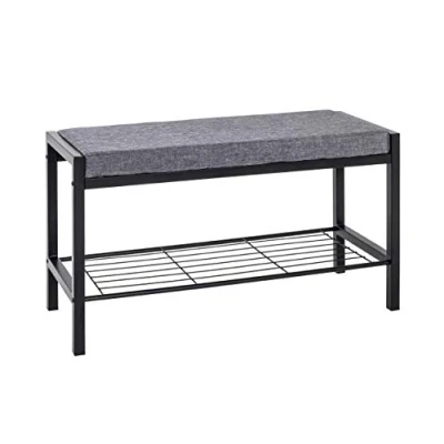 Imagen de HAKU Möbel Banco para zapatos gris, negro, Metal, tejido textil Dim.: AN 80 cm x AL 48 P 32 cm, Estilo: Moderno