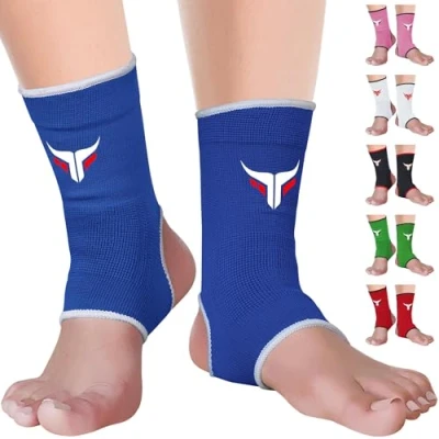 Imagen de Mytra Fusion Soporte de tobillo transpirable MMA, Muay Thai, Gimnasio, Vendaje lucha boxeo (Blue, L/XL)