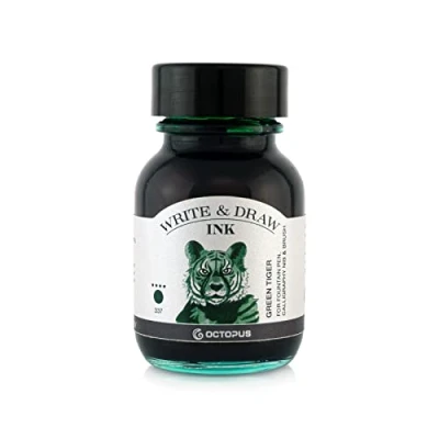 Imagen de Octopus Write and Draw Ink 337 Green Tiger, tinta resistente al agua para escritura y dibujo, de caligrafía, dibujo a la luz pluma estilográfica, lápiz vidrio,