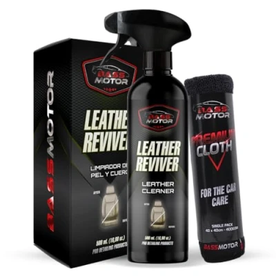Imagen de Bass Motor Limpiador Cuero y Piel Coche, Limpia Asientos Tapicerias de Leather Reviver (500 ml) + Bayeta