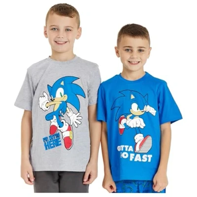 Imagen de Sonic The Hedgehog Paquete de 2 camisetas personalizadas para niños, 2, 4 5 años