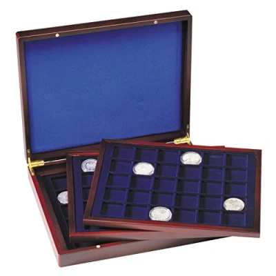 Imagen de Leuchtturm 326786 VOLTERRA de Luxe Monedero 90 Compartimentos Cuadrados para Monedas hasta 39 mm Ø 3 Insertos 30 Cada uno
