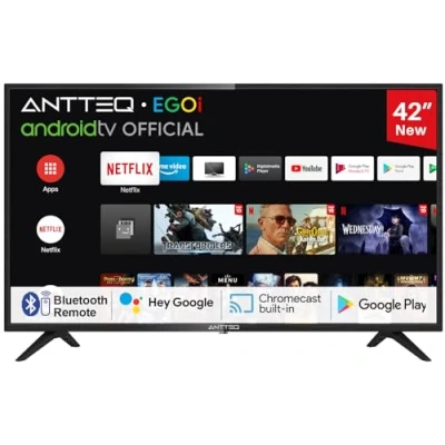 Imagen de Antteq AG42F3 TV 42 Pulgadas(106cm) Smart TV,Andriod Televisores LED FHD 1080p,Dolby Audio,Google Assistance,Bluetooth DVB C/S2/ T2,Google Play Store, Disney+/Netflix/Prime Video/Youtube,WiFi,2024