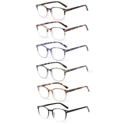 Imagen de JM Gafas Presbicia Mujer con Bisagra de Muelle, Clásico Cuadradas Luz Azul 6 Packs +1.5
