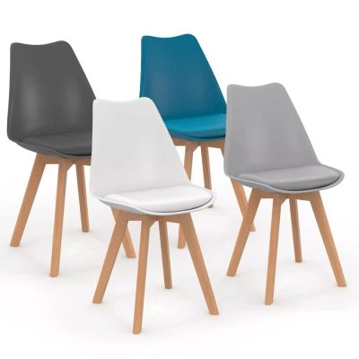 Imagen de IDMarket Juego de 4 sillas escandinavas SARA Mix Color Gris Oscuro, Claro, Blanco y Azul