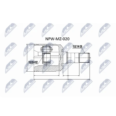 Imagen de NTY NPW MZ 020 Junta Homocinética Caja de cambios manual lado engranaje MAZDA: 6 Hatchback, Wagon