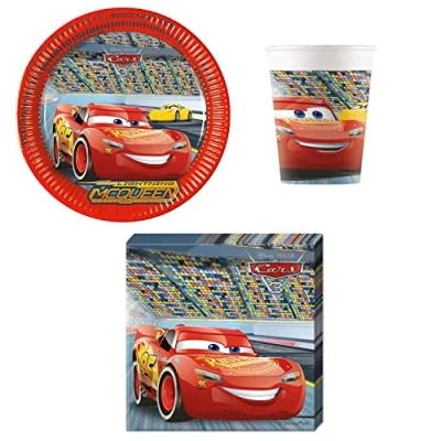 Imagen de Procos DY10273864 Cars Party Set Pequeño, platos, servilletas y vasos, decoración de mesa, cumpleaños