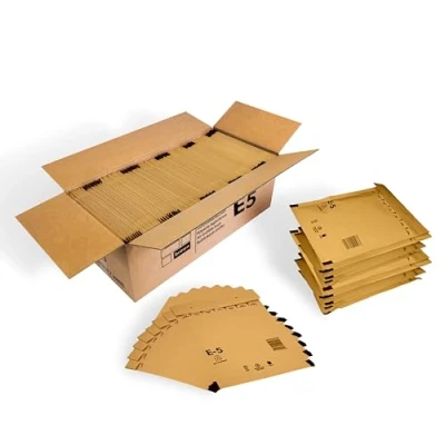 Imagen de 100 sobres acolchados con burbujas autoadhesivos, tamaño E/5 E5 marrón (240 mm x 275 mm),