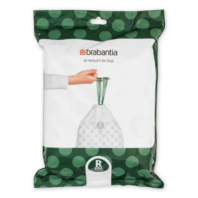 Imagen de Brabantia Bolsas de Basura PerfectFit, Código R, 36L, Resistentes con cinta cierre, 40