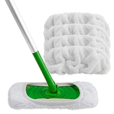 Imagen de HOEMXCEL Almohadilla de Microfibra Reutilizable para Mopa, Compatible con Barredoras Swiffer, Húmedo y Seco, Recargable Limpieza del Hogar, 4 Piezas