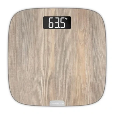 Imagen de Rowenta Origin Light Wood BS1600 báscula de baño con pantalla grande, acabado madera, encendido automático, capacidad hasta 160 kg graduación 100 g, incluye 4 pilas AAA