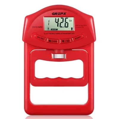 Imagen de GRIPX Dinamómetro de Mano Digital Medidor Fuerza Agarre automático, probador Poder electrónico 90 kg, Rojo