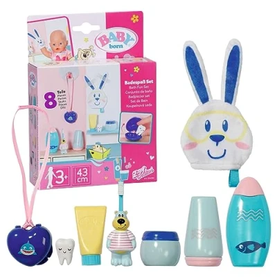 Imagen de Baby born Bath Cuidado Personal 834282 8 accesorios para muñecas de hasta 43 cm Incluye cepillo dientes, toalla, biberones y más! Edad: 3+ años