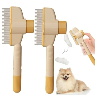 Imagen de CHUNLIGOUJI peine antipulgas autolimpiante para mascotas, gatos, cepillo el pelo, pulgas, eliminar pelo de