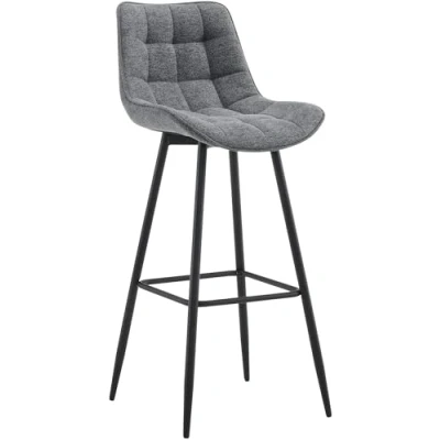 Imagen de CLP Taburete de Bar Dartford en Tela o Terciopelo I Silla Alta Cocina Moderna con Base metálica 4 Patas, Color:Gris Oscuro, Material:Tela