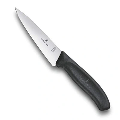 Imagen de Victorinox Swiss Classic, cuchillo de trinchar profesional, hoja extra afilada, afilado recto, 12 cm, mango plástico, acero inoxidable, negro