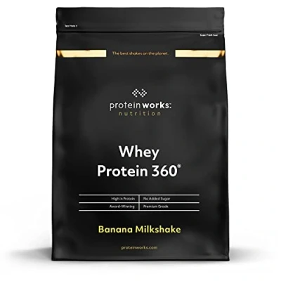 Imagen de THE Protein WORKS Whey 360 Batido Alto En Proteínas Para Construir Músculo Combinación TRI Proteica Plátano Suave 1.2kg