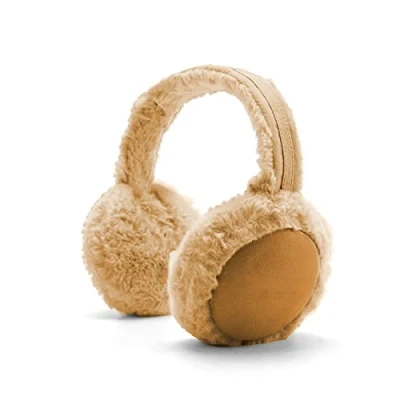 Imagen de DERCLIVE orejeras de invierno plegables y cálidas, peludas para mujeres niñas, marrón, talla única