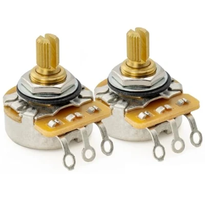 Imagen de CTS 450G A250K Potenciómetros Latón Corto Split Shaft 1/4 Pulgada 10% Audio Taper Poti para Guitarra Eléctrica Bajo(Set de 2)