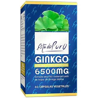 Imagen de Ginkgo Biloba Estado Puro 6500mg Extracto Estandarizado y Máxima Concentración 24% de Flavonoides 6% Terpenos Memoria + Circulación 40 Cápsulas Tongil